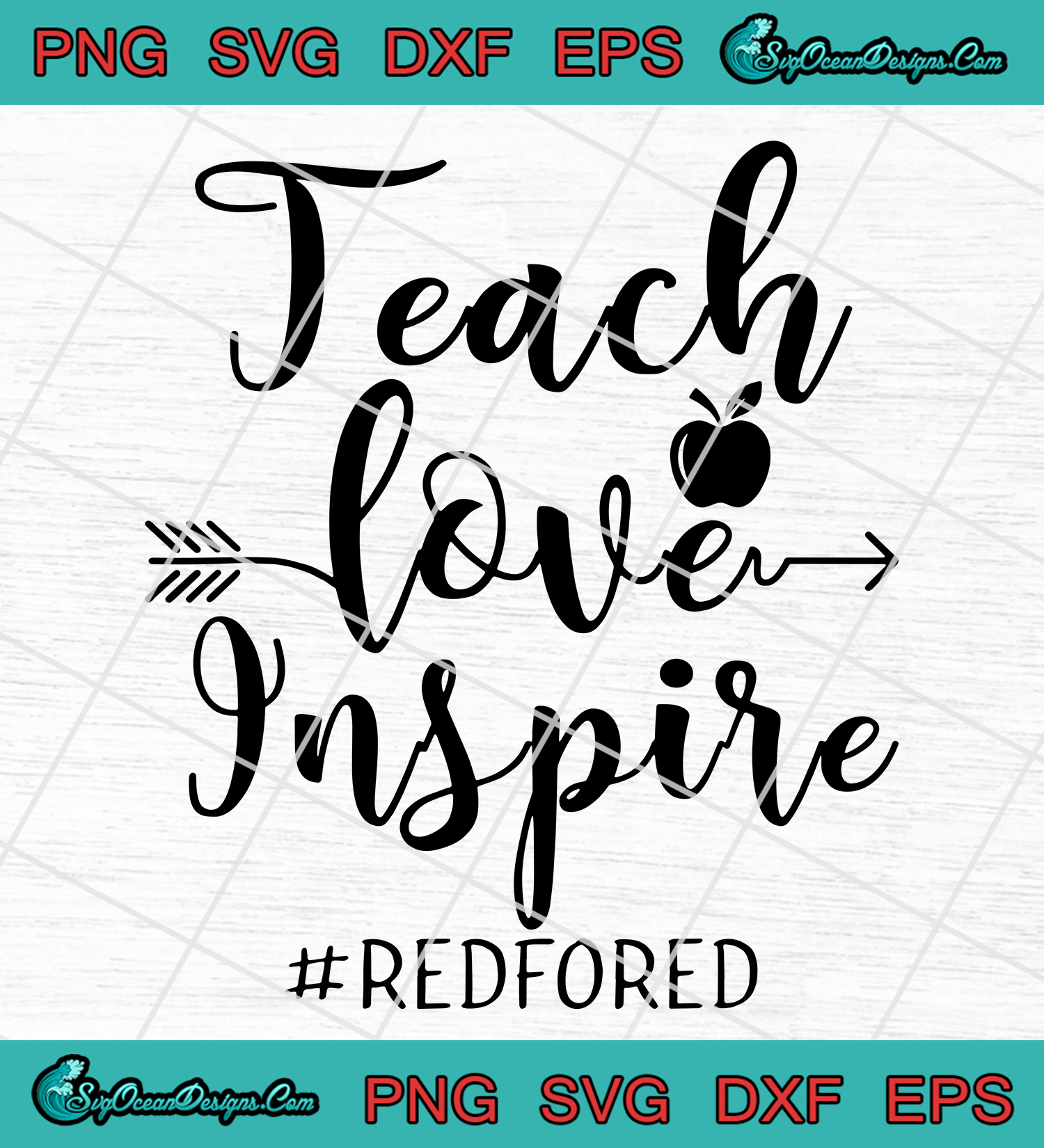 Download Teach Love Inspire Red For Ed Svg Png Eps Dxf - Teacher ...