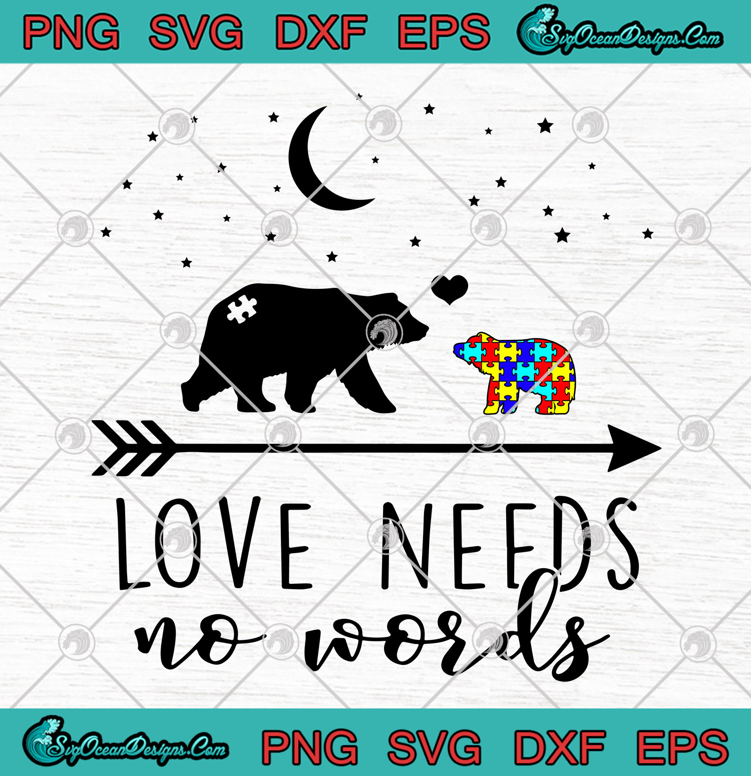 Download Autism Mama Bear Love Needs No Words SVG PNG EPS DXF ...