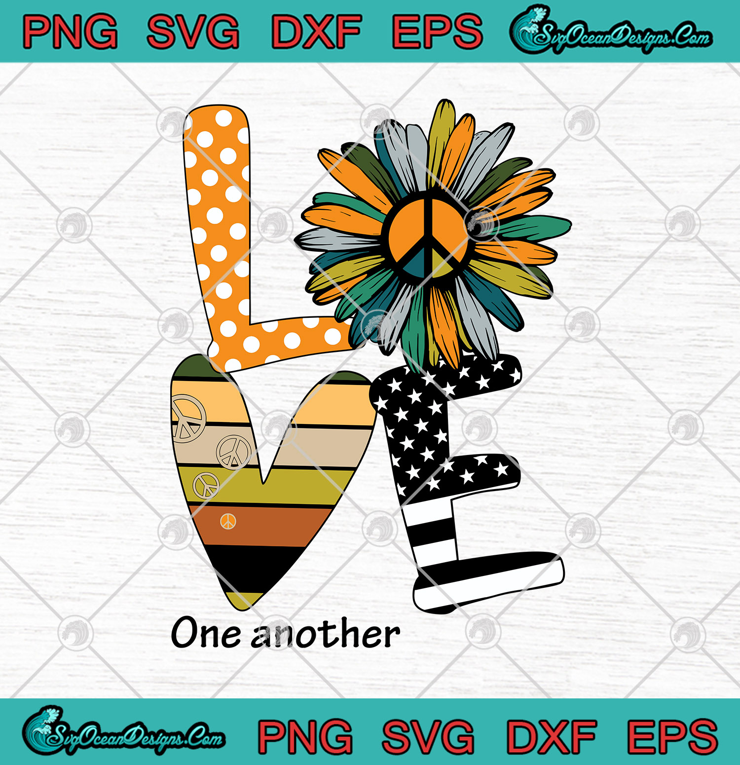 Download Hippie American Flag Sunflower Love One Another SVG PNG ...