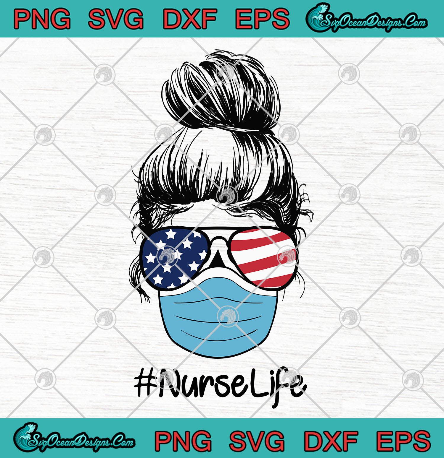 Download Nurse Life Wearing American Flag Glasses SVG PNG EPS DXF ...
